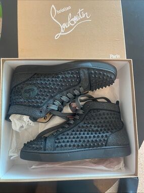 Christian Louboutin Black High-Top Spike Sneakers